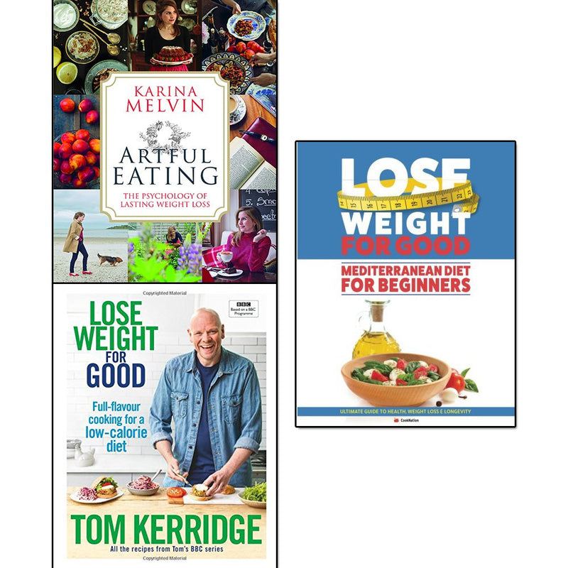 Black and white image of the "Artful Eating" Mediterranean diet book collection by Karina Melvin, Tom Kerridge, and Iota Publishing.