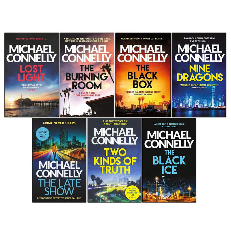 Harry Bosch book collection by Michael Connelly, paperback set of Bosch detective novels, featuring multiple book covers.