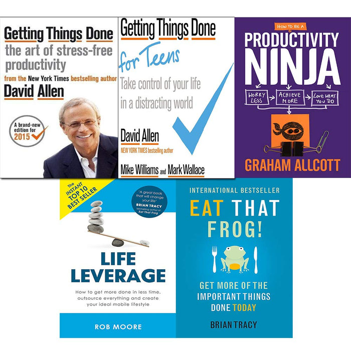 Getting things done for teens, how to be a productivity ninja, life leverage and eat that frog 5 books collection set - The Book Bundle