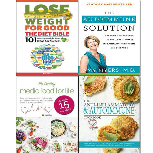 Autoimmune Solution, Anti-inflammatory and Autoimmune Cookbook, The Diet Bible, Healthy Medic Food for Life 4 Books Collection Set - The Book Bundle