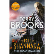 Set of three paperback fantasy books from The Fall of Shannara series by Terry Brooks, published by Orbit, featuring colorful cover art.