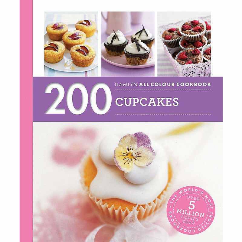 Hamlyn All Colour Cookery cookbook by Joanna Farrow featuring a page with colorful cupcake recipes and baking tips.