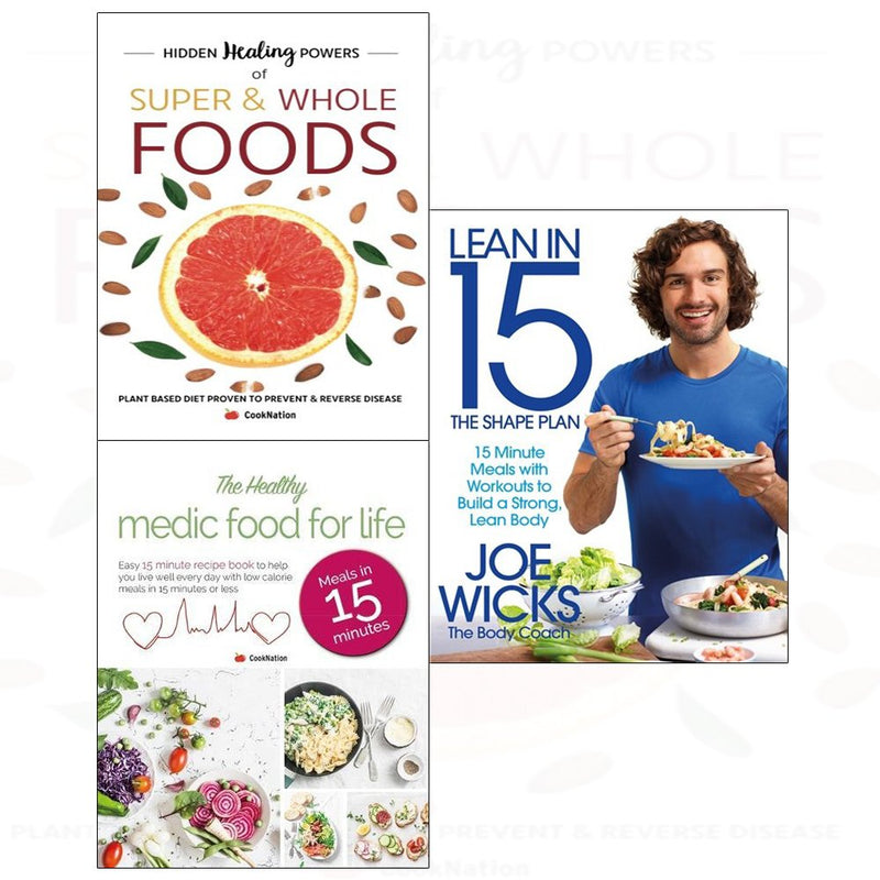 Set of three paperback Lean In 15 books by Joe Wicks, non-fiction diet and fitness collection by Iota Publishing and Bluebird.