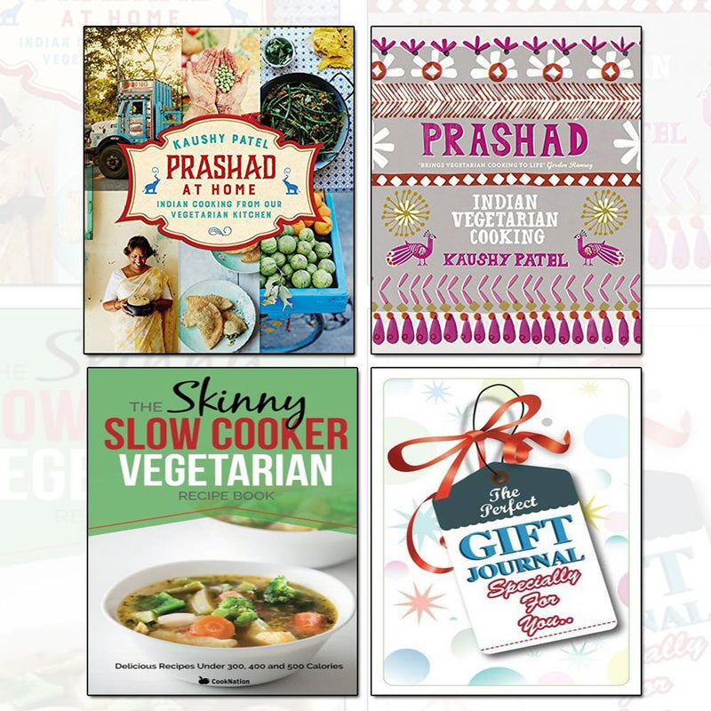 Kaushy Patel's Prashad At Home cookbook bundle featuring vegetarian slow cooker recipes in a three-book non-fiction set.
