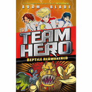 Set of four paperback Team Hero Series books by Adam Blade, featuring colorful covers from the Orchard Books fiction collection.