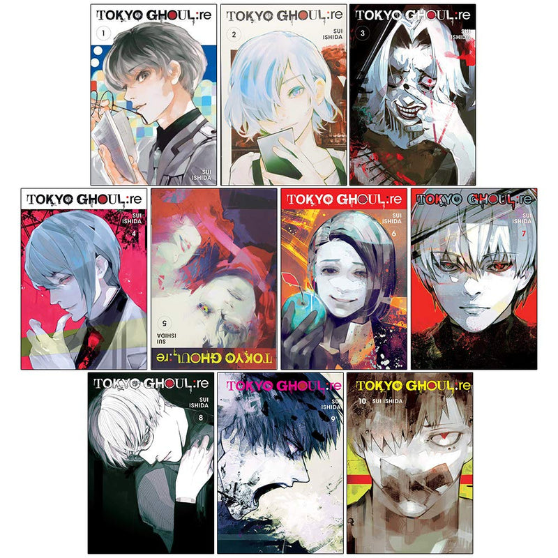 Tokyo Ghoul revised edition volumes 1-10 manga set by Sui Ishida, featuring colorful cover art from VIZ Media LLC.