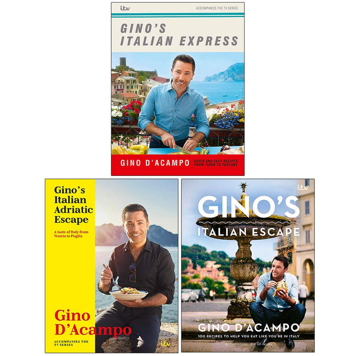 Gino D'Acampo Collection 3 Books Set (Ginos Italian Express, Gino's Italian Adriatic Escape, Gino's Italian Escape) - The Book Bundle