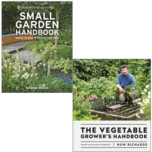 RHS Small Garden Handbook By Andrew Wilson & The Vegetable Grower's Handbook By Huw Richards 2 Books Collection Set - The Book Bundle