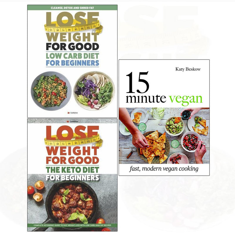 15 Minute vegan[hardcover], low carb diet, keto diet 3 books collection set - The Book Bundle