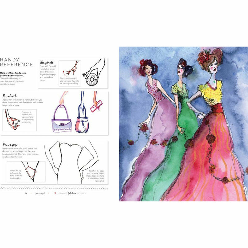 Jane Davenport I Heart Drawing Fabulous Figures paperback book by Sixth&Spring, featuring artistic figure drawing for aspiring artists.