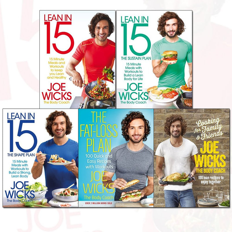 Bluebird edition of Joe Wicks' Lean In 15 5 Books collection set, featuring colorful book covers with bold titles by the health author.