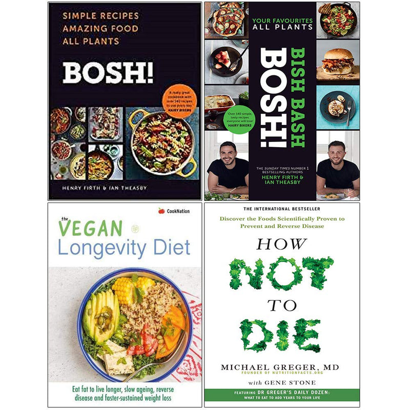 Set of seven non-fiction cookbooks including Bosh Simple Recipes and Bish Bash Bosh by Ian Theasby and Henry Firth, featuring mixed formats.