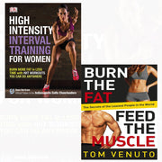Stack of two paperback books by Sean Bartram on fitness: Burn the Fat, Feed the Muscle, and High-Intensity Interval Training for Women.