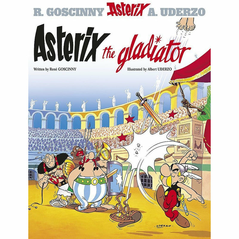 Asterix series 5 books collection set by René Goscinny and Albert Uderzo, paperback edition, featuring colorful comic covers.