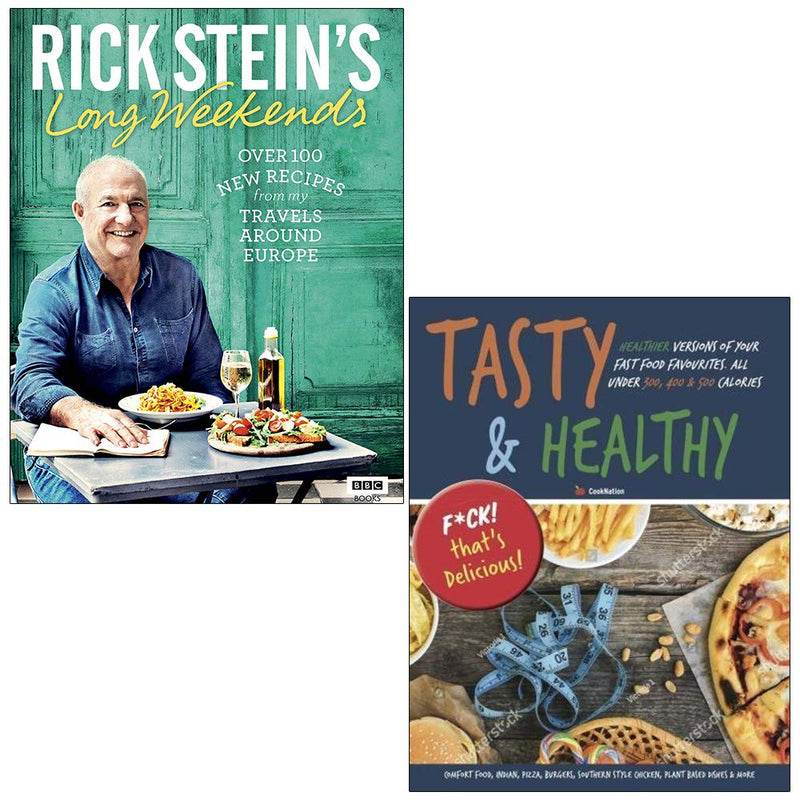 Cover images of Rick Stein's Long Weekends and Tasty and Healthy Fck That's Delicious book collection by BBC Books.
