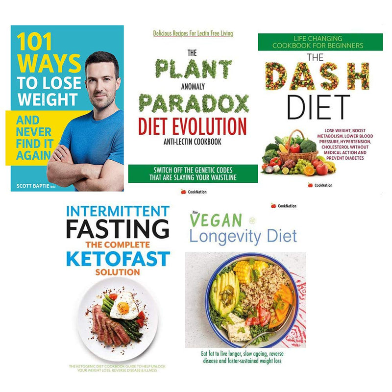 101 ways , plant, dash diet, intermittent , vegan  5 books collection set - The Book Bundle