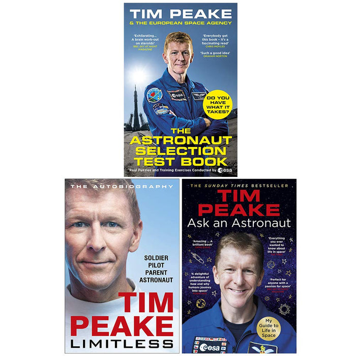 Tim Peake Collection 3 Books Set (The Astronaut Selection Test Book, [Hardcover] Limitless The Autobiography, Ask an Astronaut) - The Book Bundle