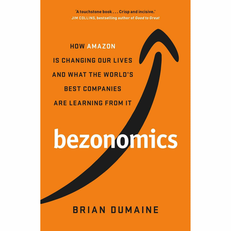 Stack of two non-fiction books, "Bezonomics" by Brian Dumaine and "Becoming Bulletproof" by Evy Poumpouras, on a neutral background.