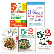 Set of five paperback books by Dr. Michael Mosley on blood sugar, 5:2 diet, and health, part of the Iota Short Books collection