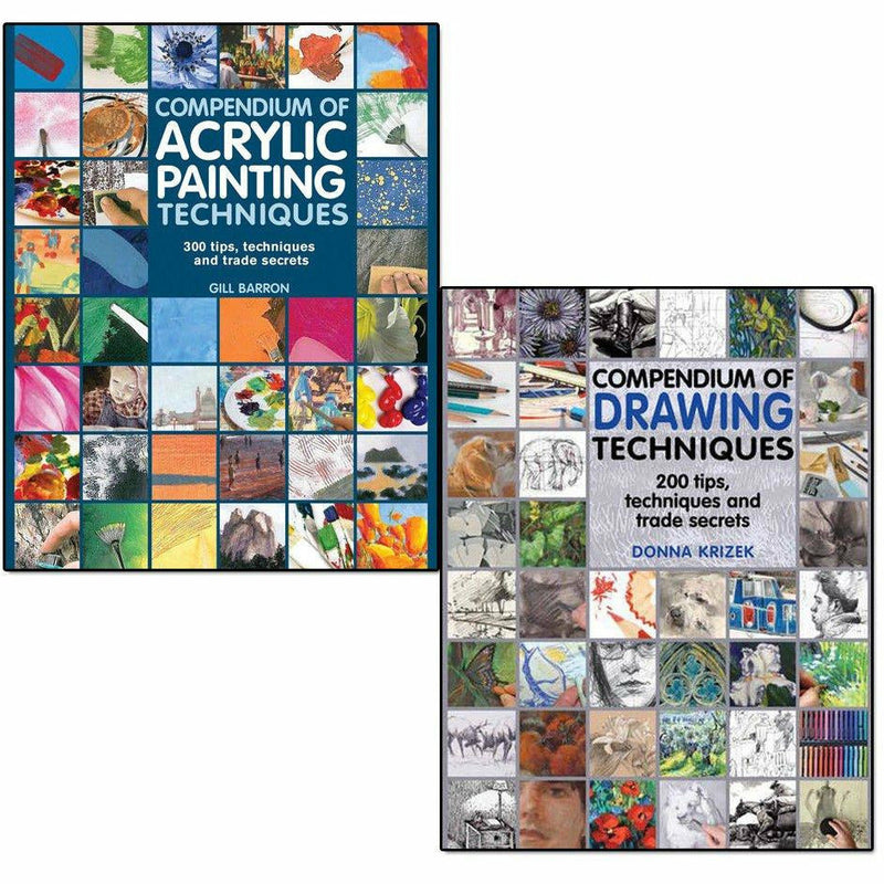 Compendium of drawing techniques and acrylic painting techniques 2 books collection set - The Book Bundle