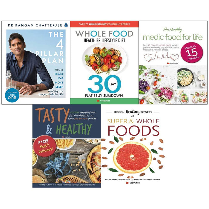 Rangan chatterjee 4 pillar plan, whole food , healthy , tasty & healthy, hidden 5 books collection set - The Book Bundle