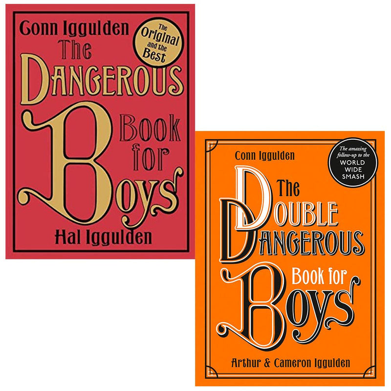 Hardcover books set of The Dangerous Book for Boys and The Double Dangerous Book for Boys by Conn Iggulden, non-fiction collection.