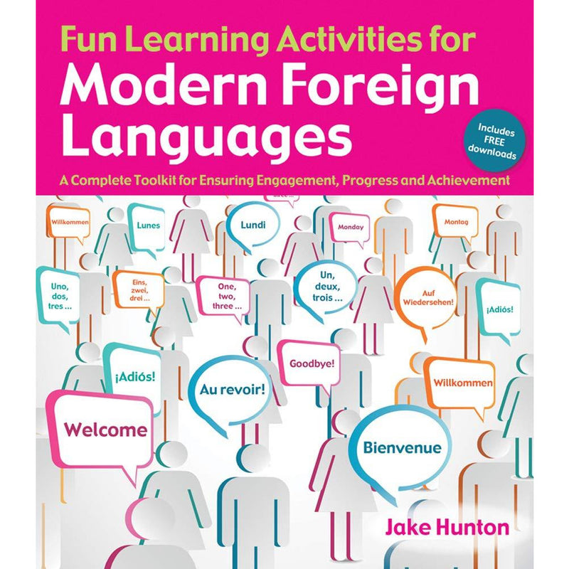 Paperback book titled "Fun Learning Activities for Modern Foreign Languages" from The Book Bundle, featuring colorful activity pages on the cover.