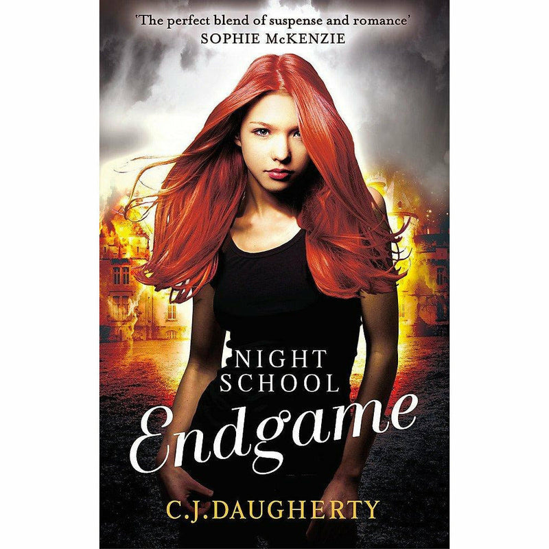 Night School book collection by C. J. Daugherty, featuring five young adult paperback novels with striking cover art.
