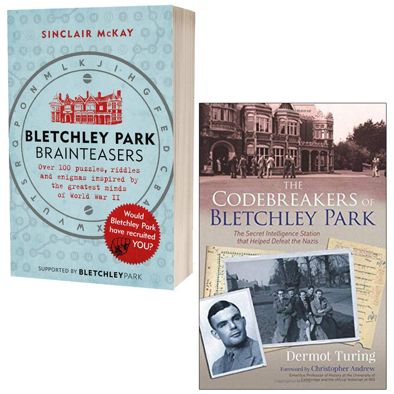 Bletchley Park Brainteasers book collection by Sinclair McKay and Sir John Dermot, featuring non-fiction paperback about codebreakers.