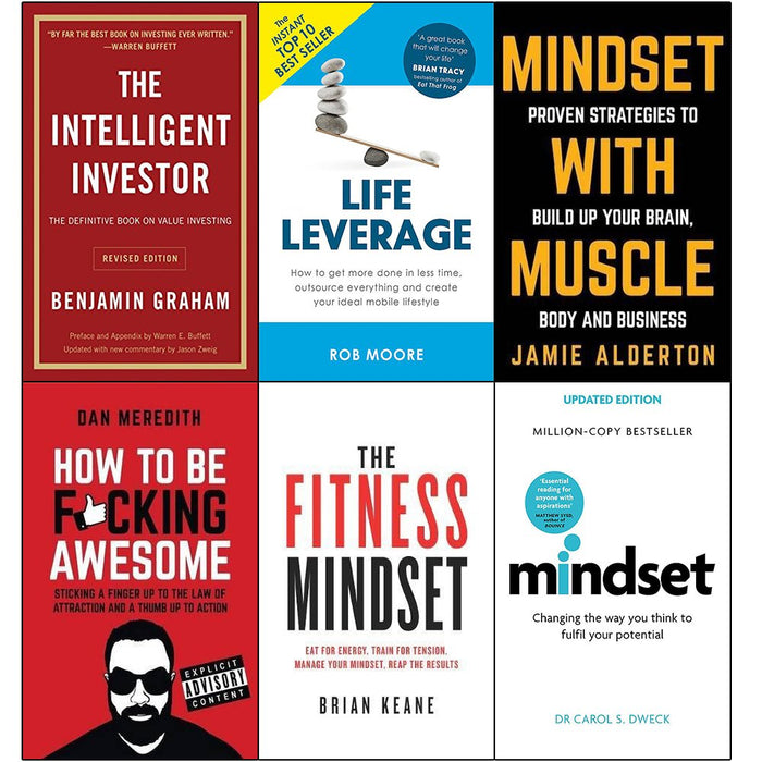 Intelligent investor, life leverage, mindset with muscle, how to be fucking awesome, fitness mindset 6 books collection set - The Book Bundle