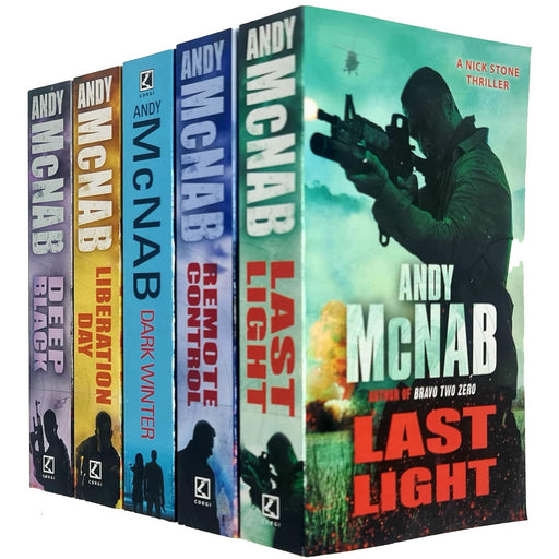 Andy McNab Nick Stone Thriller 5 Books Collection Set (Last Light, Remote Control, Dark Winter, Liberation Day, Deep Black) - The Book Bundle