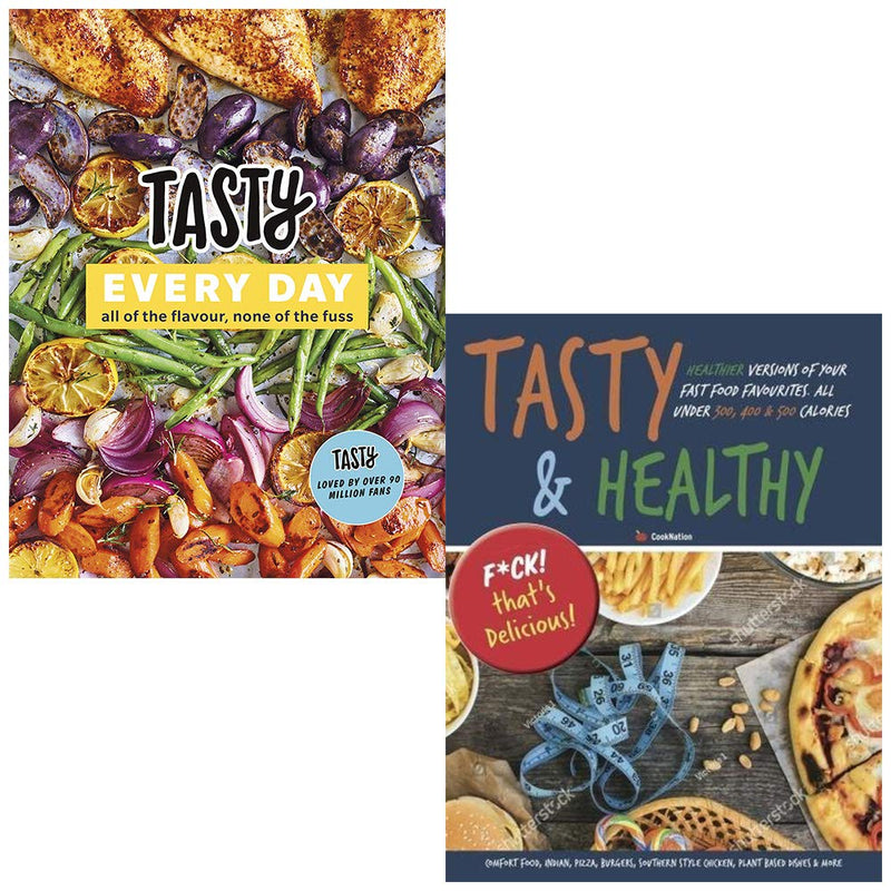 Two hardcover cookbooks from the Tasty & Iota collection, featuring healthy recipes and popular non-fiction culinary tips.