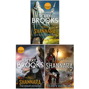 Set of three paperback fantasy books from Terry Brooks' The Fall of Shannara collection, featuring vibrant cover art and detailed illustrations.