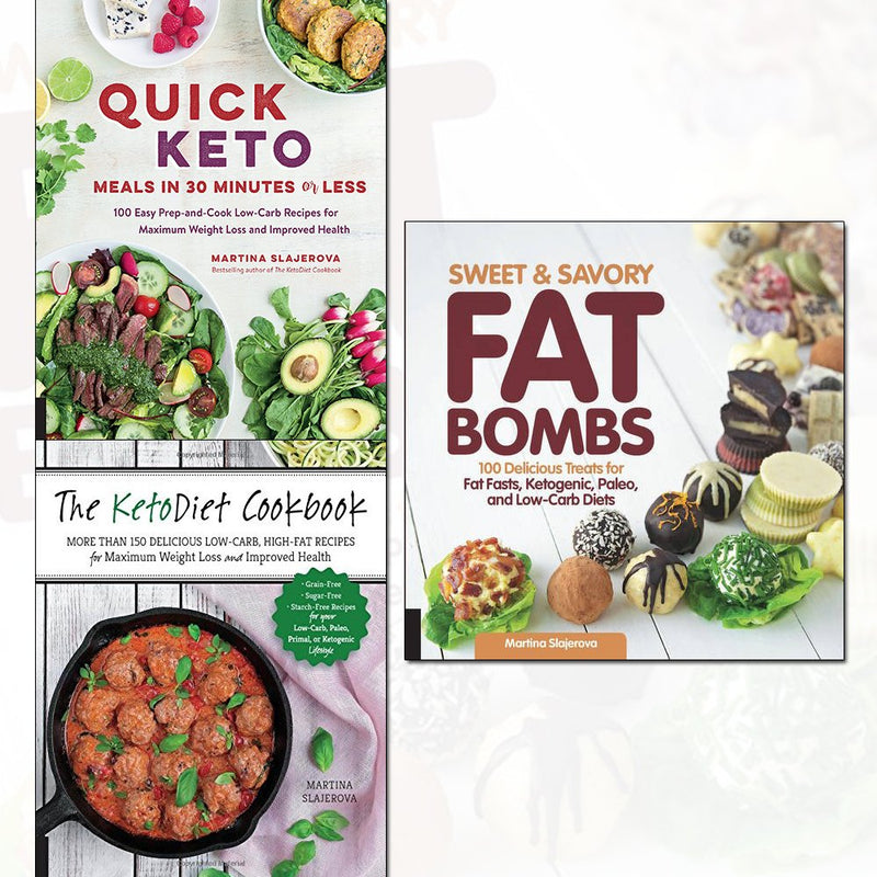 Sweet and Savory Fat Bombs, KetoDiet Cookbook and Quick Keto Meals in 30 Minutes or Less 3 Books Collection Set - The Book Bundle