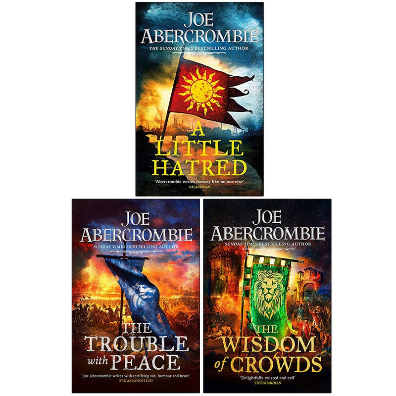 Age of Madness trilogy collection of paperback books by Joe Abercrombie, featuring gritty fantasy fiction with dark cover art.