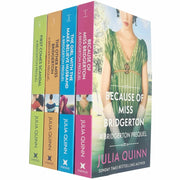 Set of four Bridgerton prequel series books by Julia Quinn, part of the Piatkus collection, featuring colorful covers and elegant designs.