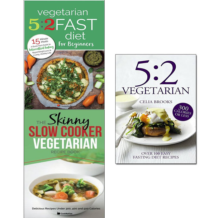 5 2 vegetarian, vegetarian 5 2 fast diet and slow cooker vegetarian recipe book 3 books collection set - The Book Bundle
