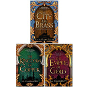 Daevabad Trilogy book set by S. A. Chakraborty, featuring The City of Brass, The Kingdom of Copper, and The Empire of Gold by HarperVoyager