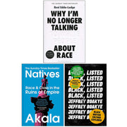 Set of three paperback non-fiction books by Akala including "Why I'm No Longer Talking to White People About Race" and related titles.