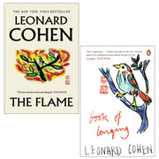 Leonard Cohen book collection set featuring "The Flame" and "Book of Longing" paperback non-fiction books by Canongate Books.