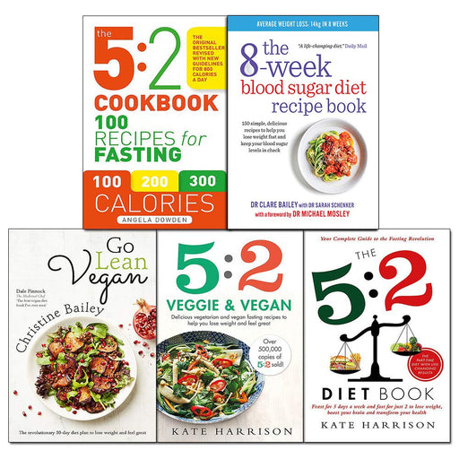 8-week blood sugar diet recipe book, 5:2 cookbook, diet book, go lean and veggie and vegan 5 books collection set - The Book Bundle