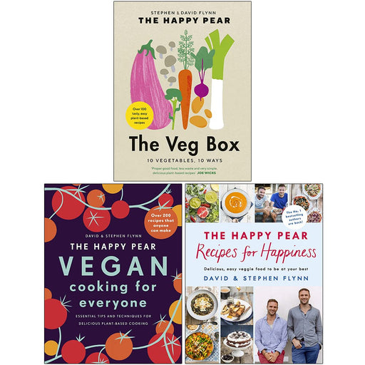 David Flynn and Stephen Flynn Collection 3 Books Set (The Veg Box, The Happy Pear Vegan Cooking for Everyone, Recipes for Happiness) - The Book Bundle