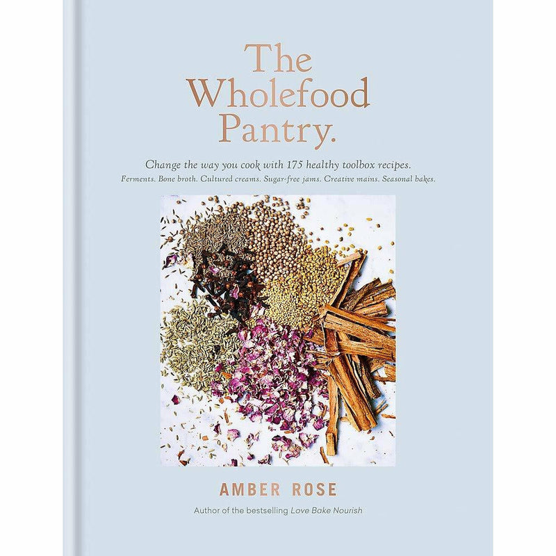 Set of three Love Bake Nourish books by Amber Rose, Sadie Frost, and Holly Davidson, featuring wholefood recipes and wellness guidance.