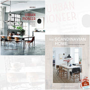 Urban Pioneer book set by Sara Emslie, featuring two hardcover Scandinavian home design books with a gift journal.