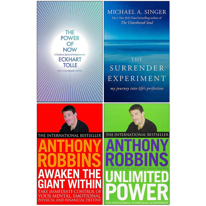 The Power of Now, Surrender Experiment, Awaken The Giant Within, Unlimited Power 4 Books Collection Set - The Book Bundle