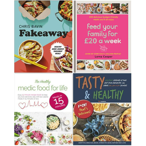 Fakeaway [Hardcover], Feed Your Family For £20 a Week, The Healthy Medic Food for Life Meals in 15 minutes, Tasty & Healthy 4 Books Collection Set - The Book Bundle