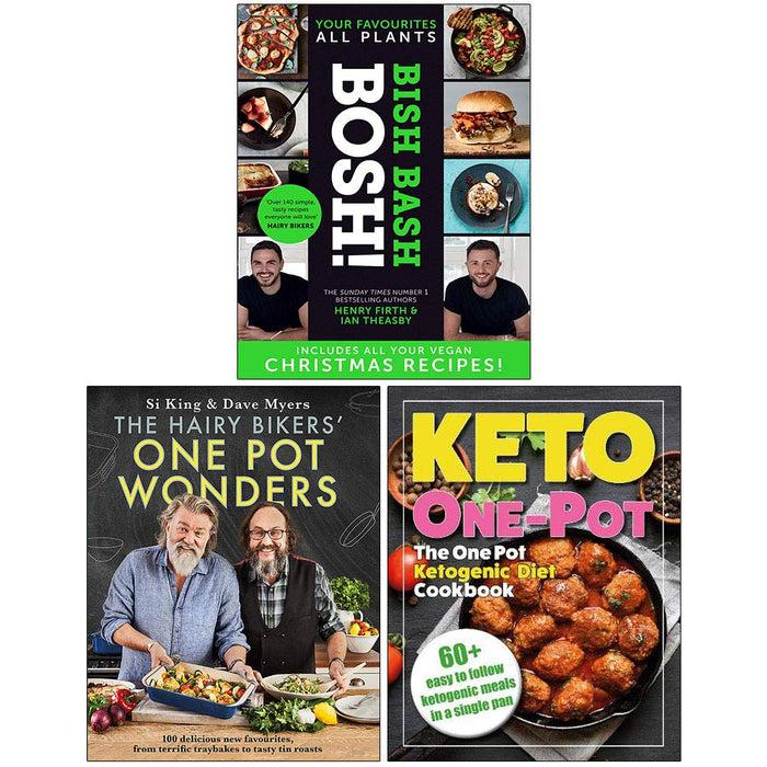 BISH BASH BOSH [Hardcover], The Hairy Bikers One Pot Wonders [Hardcover], The One Pot Ketogenic Diet Cookbook 3 Books Collection Set - The Book Bundle