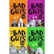 Set of four "The Bad Guys" books by Aaron Blabey, featuring colorful covers from the Scholastic collection.