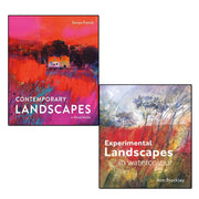 Set of two hardcover books featuring contemporary and experimental landscape art in mixed media and watercolour by Soraya French and Ann Blockley.
