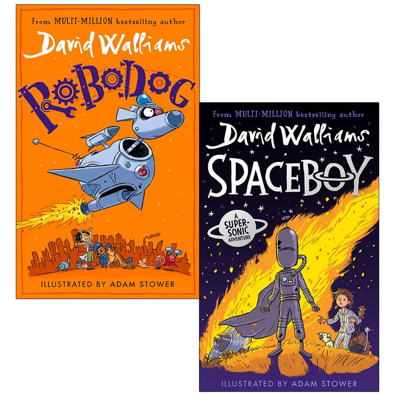 David Walliams Collection 2 books set featuring Robodog and Spaceboy for children, published by HarperCollinsChildren’sBooks.
